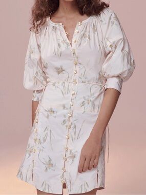 NWT - Rebecca Taylor 14 Poplin Soft Pink Floral Button Front Delicate Feminine